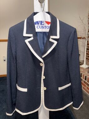 Classic Navy Blazer with White Trim - Womens Jacket
